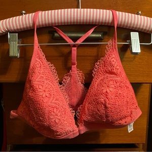 Pink Victoria’s Secret Racer Back Bra, Size Large